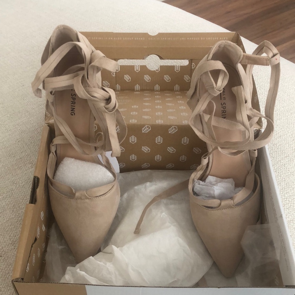 Tan Faux Suede Stiletto Strapped Heels